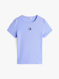 Μπλε Κοντομάνικο T-Shirt Ριμπ Σε Slim Γραμμή  Γυναίκες