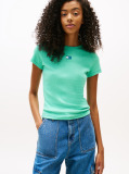 Green Slim Badge Rib Tee  Women