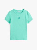 Green Slim Badge Rib Tee  Women