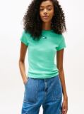 Green Slim Badge Rib Tee  Women