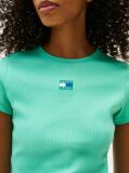 Green Slim Badge Rib Tee  Women