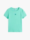 Green Slim Badge Rib Tee  Women