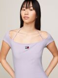 Purple Tommy Badge Bodycon Ribbed Midi Dress  Women