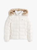 Beige Faux Faur Hooded Down-Filled Fitted Jacket  Women