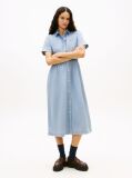 Blue Relaxed Linen Blend Maxi Shirt Dress  Women
