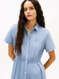 Blue Relaxed Linen Blend Maxi Shirt Dress  Women