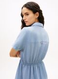 Blue Relaxed Linen Blend Maxi Shirt Dress  Women