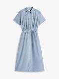 Blue Relaxed Linen Blend Maxi Shirt Dress  Women