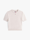 Beige Flag Embroidery Short Sleeve Jumper  Women