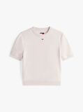 Beige Flag Embroidery Short Sleeve Jumper  Women