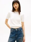 White Flag Embroidery Short Sleeve Jumper  Women