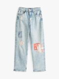 Denim Patchwork Ψηλόμεσο Τζιν Σε Slim Ίσια Γραμμή  Γυναίκες