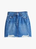Denim Distressed Denim Mini Mom Skirt  Women