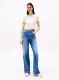 White Slim Fit Cropped Tonal Flag T-Shirt  Women