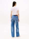 White Slim Fit Cropped Tonal Flag T-Shirt  Women