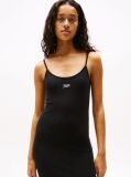 Black Ribbed Spaghetti Strap Bodycon Midi Dress  Women