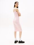 Pink Ribbed Spaghetti Strap Bodycon Midi Dress  Women