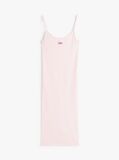 Pink Ribbed Spaghetti Strap Bodycon Midi Dress  Women
