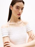 Beige Halterneck Fit And Flare Mini Dress  Women