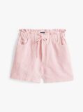 Pink Paperbag Shorts With Linen  Women