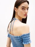 Denim Chambray Fit And Flare Mini Dress  Women