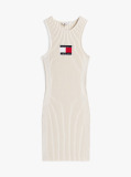 Beige Ribbed Sleeveless Mini Jumper Dress  Women
