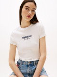 Άσπρο Slim T-Shirt Με Λογότυπο  Γυναίκες