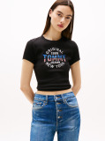 Μαύρο Ριμπ T-Shirt Με Λογότυπο New York Σε Slim Γραμμή  Γυναίκες