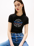 Μαύρο Ριμπ T-Shirt Με Λογότυπο New York Σε Slim Γραμμή  Γυναίκες