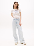 Άσπρο Ριμπ T-Shirt Με Λογότυπο New York Σε Slim Γραμμή  Γυναίκες