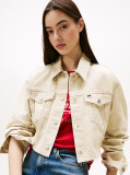 Khaki Back Logo Cropped Denim Jacket  Women