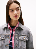 Denim Colour-Blocked Back Logo Denim Trucker Jacket  Women
