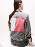 Denim Colour-Blocked Back Logo Denim Trucker Jacket  Women