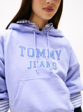 Blue Varsity Appliqué Logo Boxy Hoody  Women