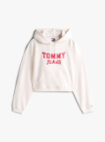 White Varsity Appliqué Logo Boxy Hoody  Women