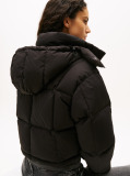 Black Down Cropped Alaska Puffer Jacket  Women