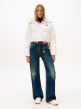 White Down Cropped Alaska Puffer Jacket  Women