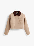 Μπεζ Cropped Τζάκετ Με Appliqué Λογότυπο Και Επένδυση  Γυναίκες
