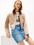 Μπεζ Cropped Τζάκετ Με Appliqué Λογότυπο Και Επένδυση  Γυναίκες