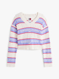 Multi Tommy Flag Relaxed Logo Stripe Jumper  Women