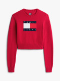 Red Tommy Flag Sequin Slim Jumper  Women
