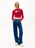 Red Tommy Flag Sequin Slim Jumper  Women