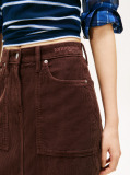 Brown Claire Corduroy Logo Embroidery Midi Utility Skirt  Women