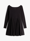 Black Pleated Fit And Flare Mini Dress  Women