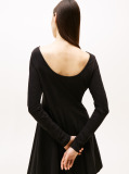 Black Pleated Fit And Flare Mini Dress  Women