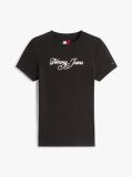 Black Essential Slim Rib Logo T-Shirt  Women