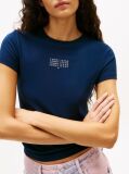Blue Logo Ribbed Slim T-Shirt  Women