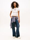 White Logo Ribbed Slim T-Shirt  Women