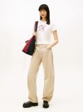 Beige Regular Short Sleeve Star Logo T-Shirt  Women