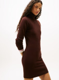 Brown Slim Midi Turtleneck Jumper Dress  Women